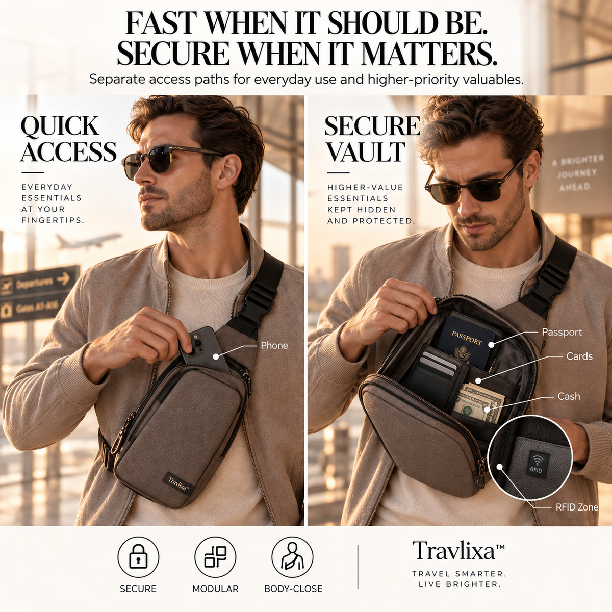 Travlixa™ Anti-Theft Modular Crossbody Vault