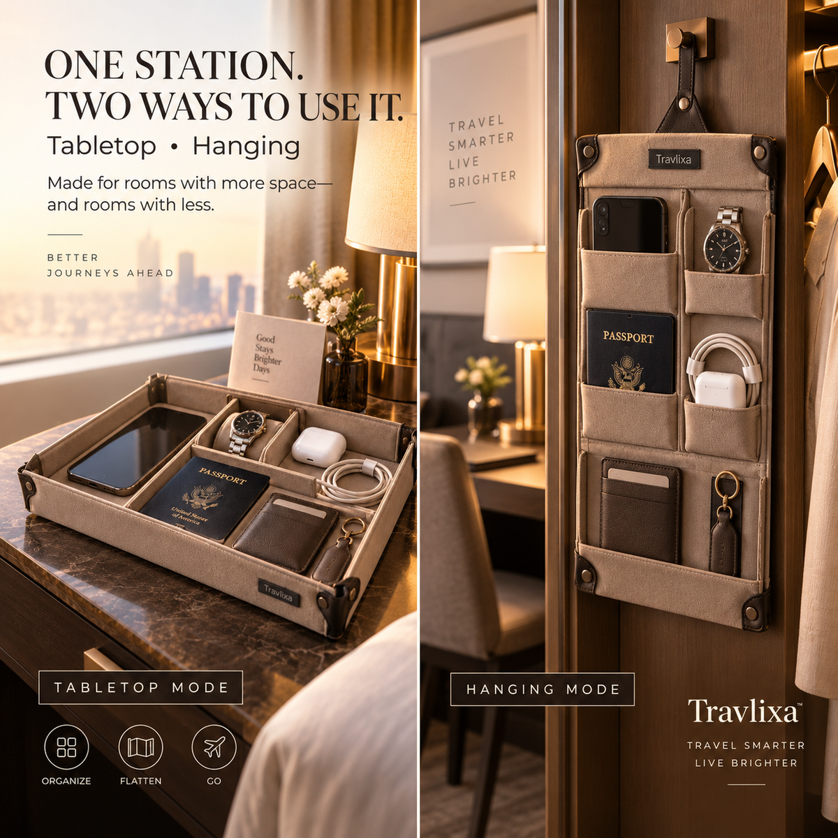Travlixa™ Fold-Flat Travel Valet Station