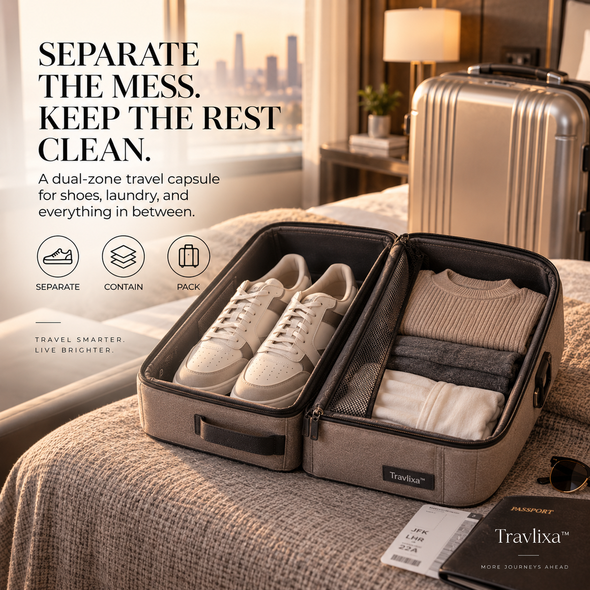 Travlixa™ CleanSplit Shoe & Laundry Capsule