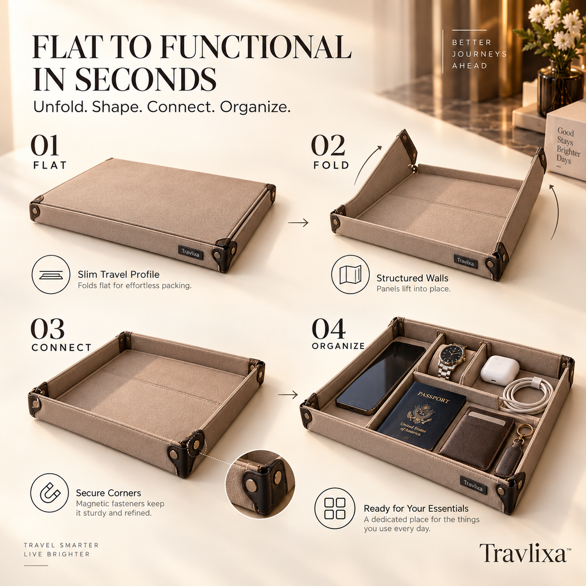 Travlixa™ Fold-Flat Travel Valet Station