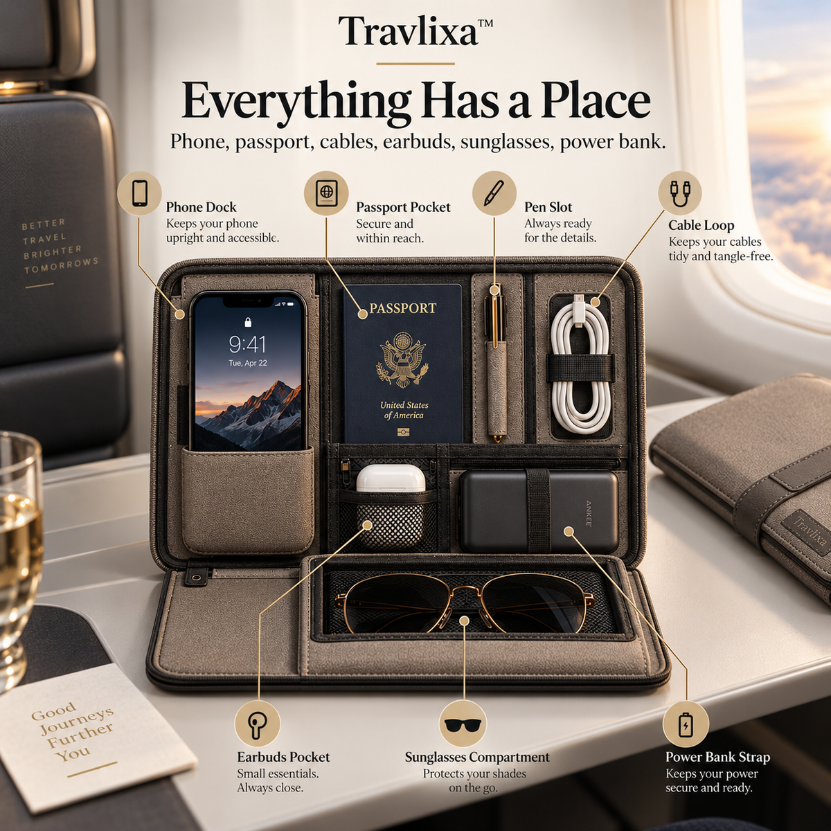 Travlixa™ SeatDock Personal Travel Console