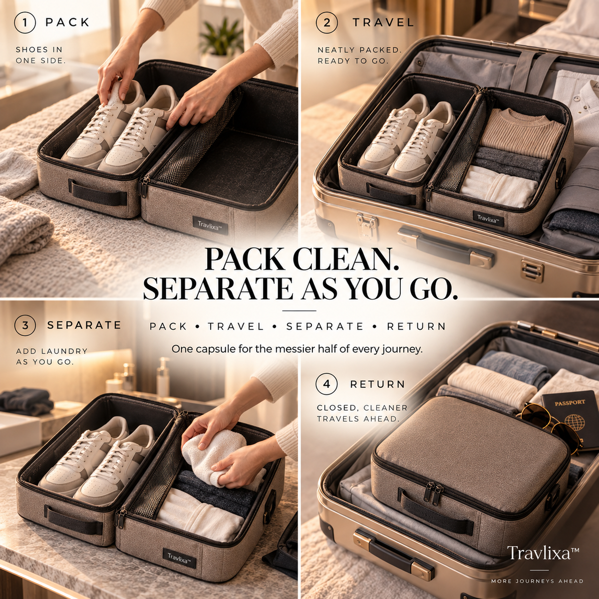 Travlixa™ CleanSplit Shoe & Laundry Capsule