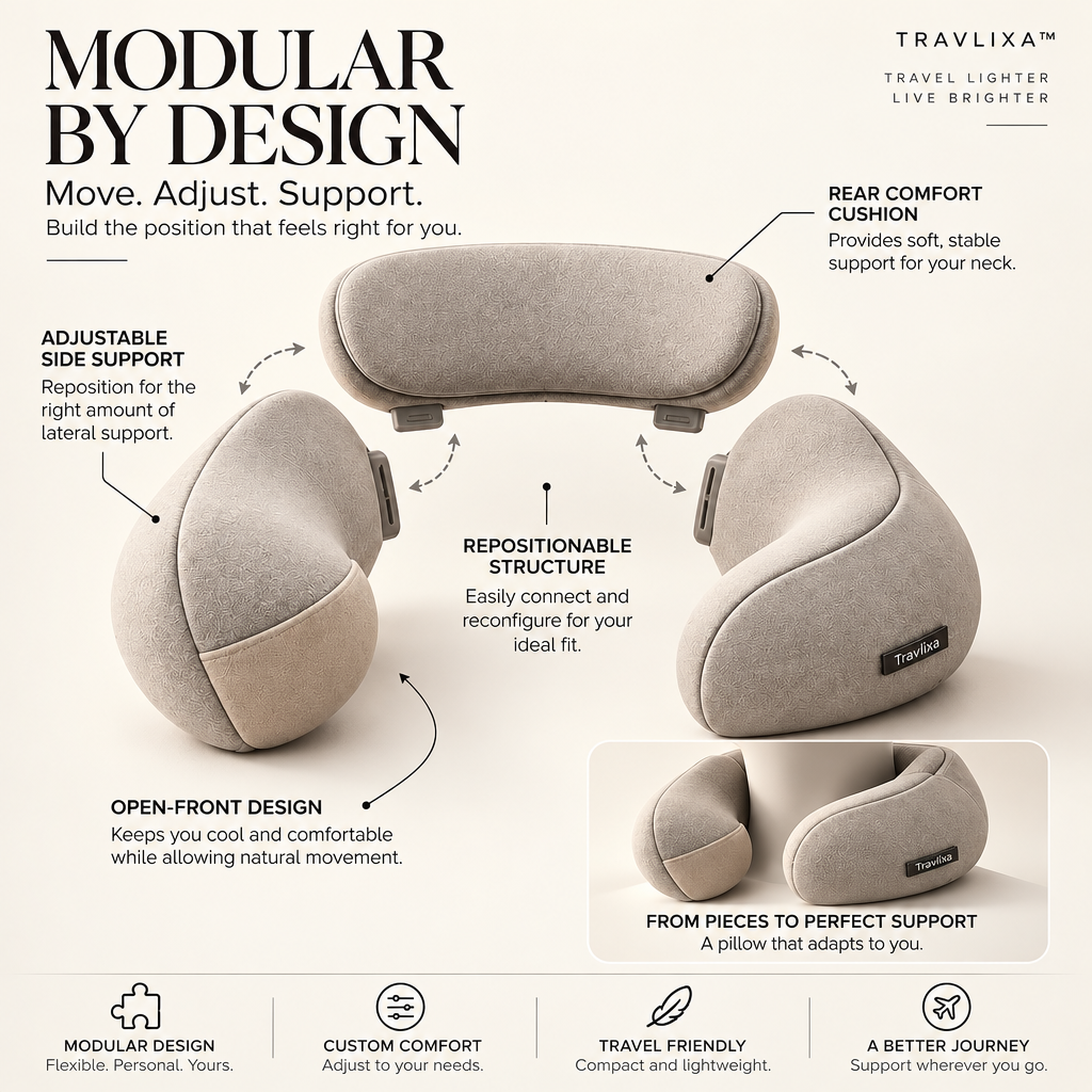 Travlixa™ Sculpted Modular Travel Pillow